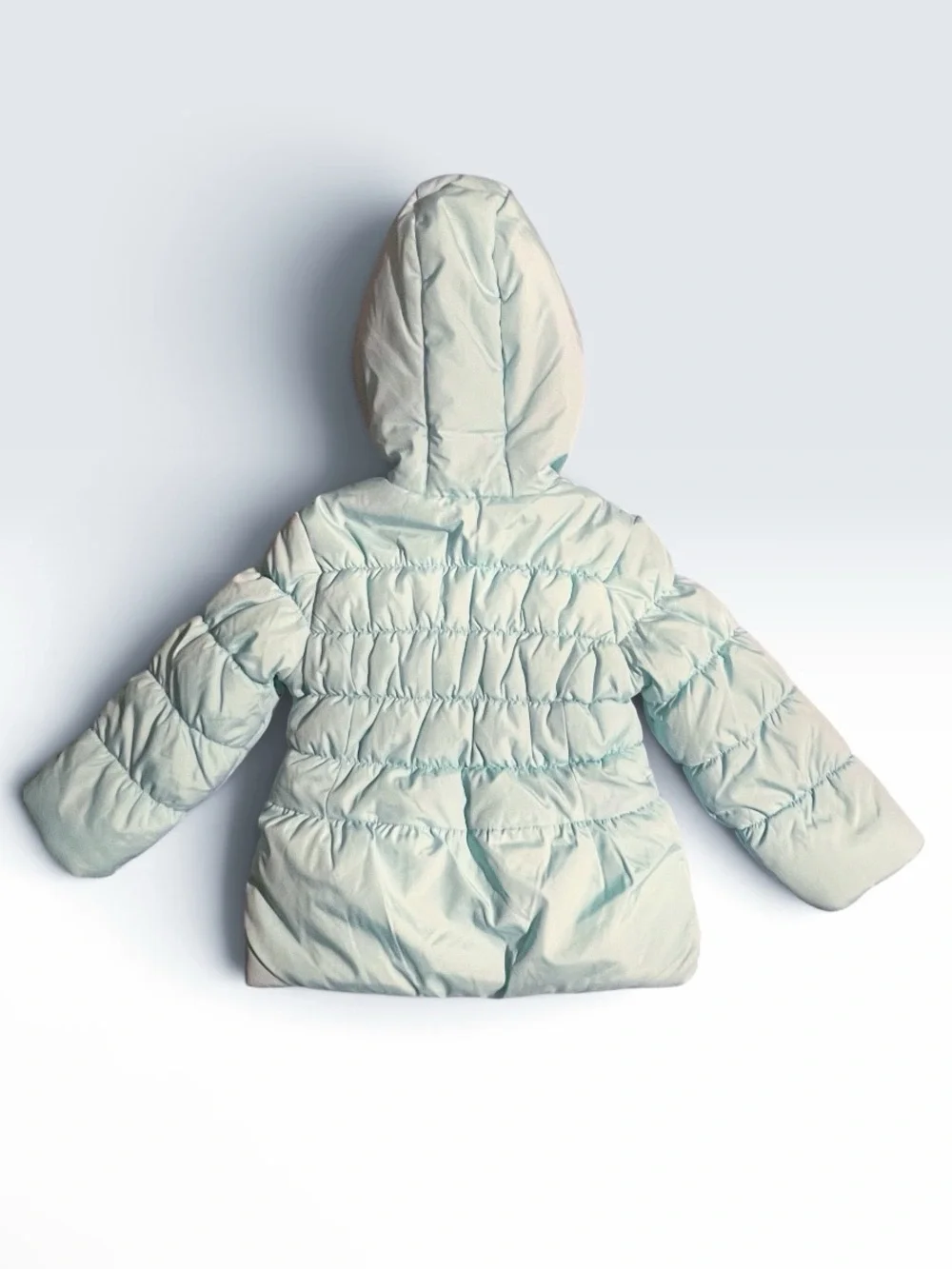 Light Blue Girls' Hooded Winter Coat with Faux Fur Trim & Beanie 3T